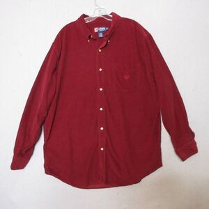 Vintage Chaps Shirt Men‎ XL Burgundy Corduroy Button Up 90s Long Sleeve Preppy